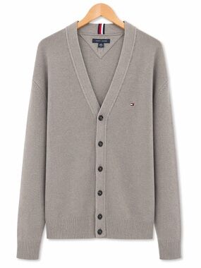 TOMMY HILFIGER knit cardigan sweater button front gray XL